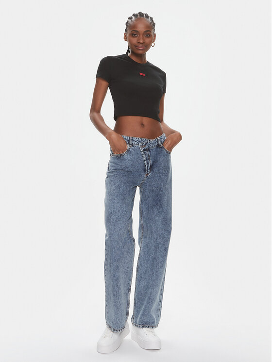 HUGO Hugo Marškinėliai Deluisa_1 50508636 Juoda Slim Fit