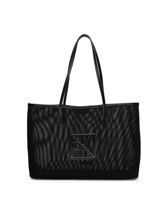 Calvin Klein Calvin Klein Дамска чанта Emblem Mesh Tote LV04F3380G Черен