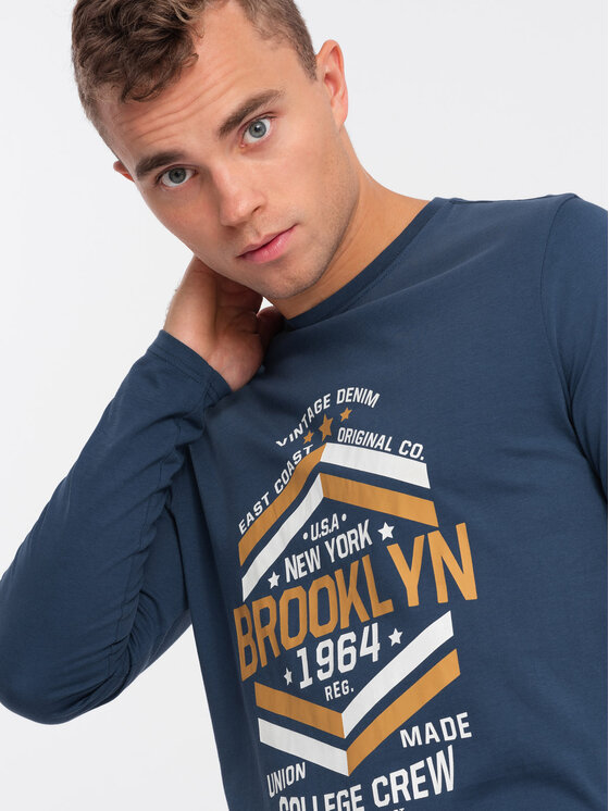 Ombre Ombre S dlouhým rukávem OM-LSPT-0117 Modrá Regular Fit