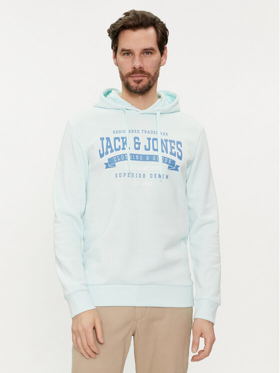 Jack&Jones Džemperis ar kapuci Logo 12233597 Gaiši zils Standard Fit