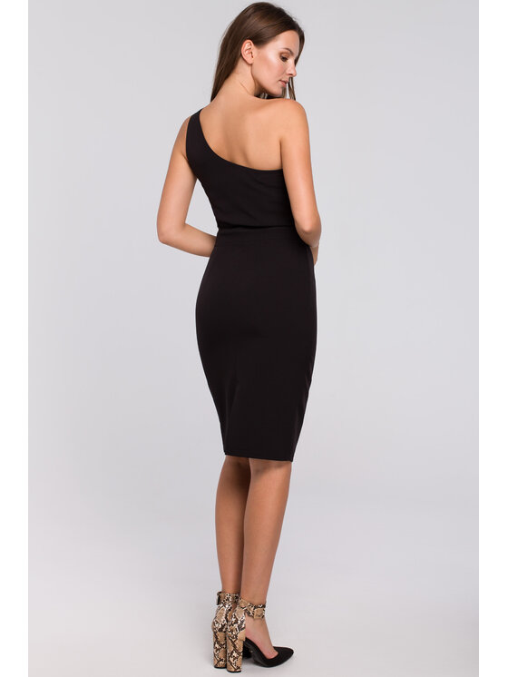 Makover Makover Elegantné šaty K003 Čierna Regular Fit