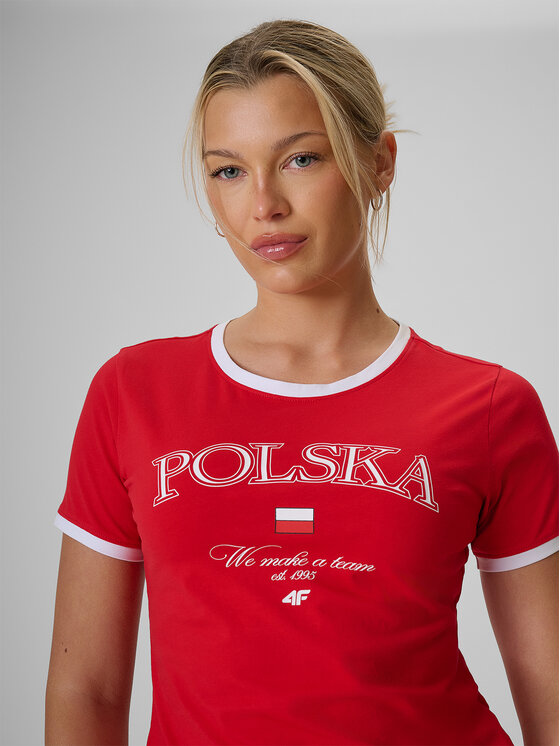 4F 4F T-Shirt STREFA KIBICA Czerwony Slim Fit