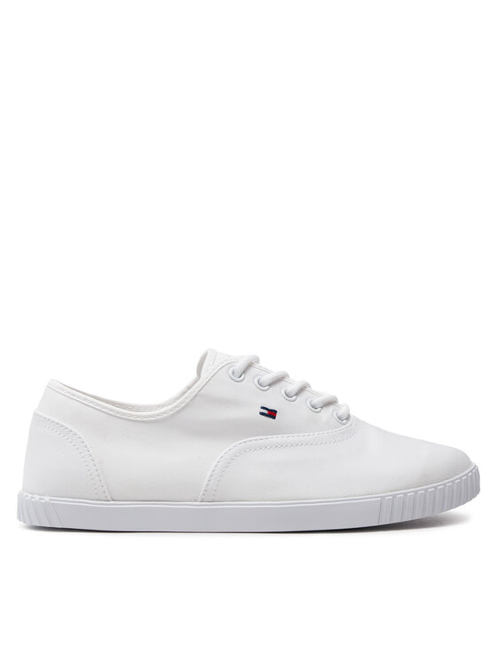 Teniși Tommy Hilfiger Canvas Lace Up Sneaker FW0FW07805 Alb