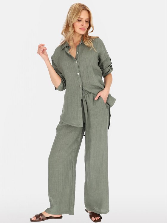 Perso Perso Spodnie damskie PTE254998F Khaki Regular Fit