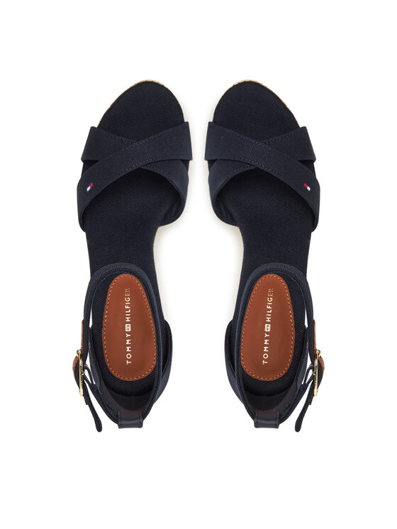 Tommy Hilfiger Tommy Hilfiger Sandály Flag High Wedge Espad Crisscross FW0FW08661 Tmavomodrá