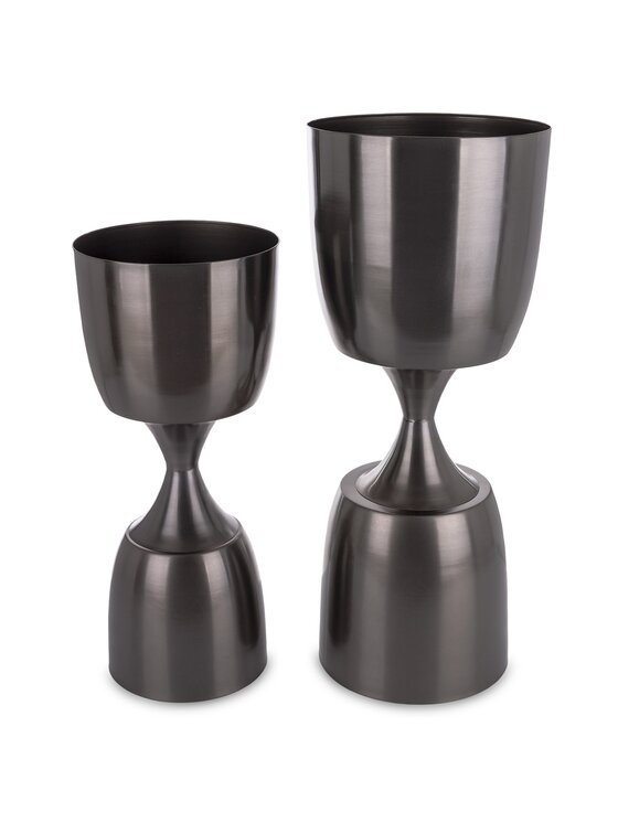 MIAhome MIAhome Osłonka na doniczkę 2 szt. czarna dwustronna 70x29 cm Czarny