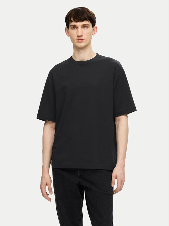 Selected Homme Selected Homme Marškinėliai 16094143 Juoda Loose Fit