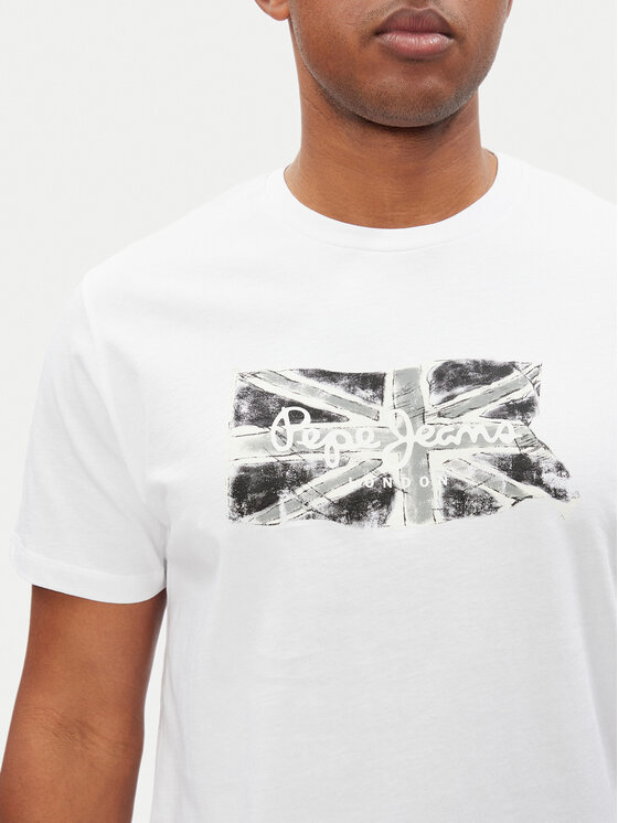 Pepe Jeans Pepe Jeans Tricou Flag PM509720 Alb Regular Fit