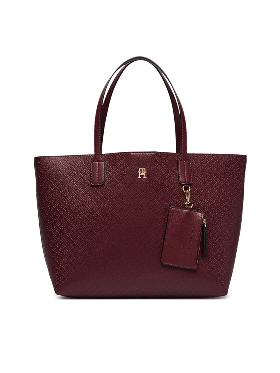 Tommy Hilfiger Tommy Hilfiger Дамска чанта Th Icon Tote Mono AW0AW19004 Бордо
