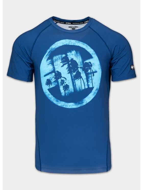 PITBULL PITBULL Koszulka techniczna LOGO PALMS Niebieski Regular Fit