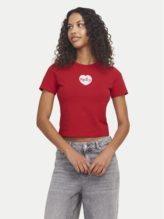 JJXX Tričko Gigi 12277657 Červená Stretch Fit