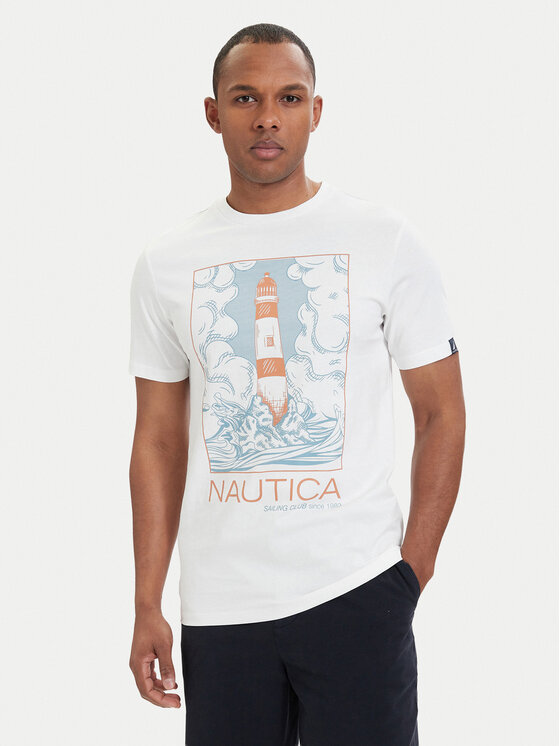 Nautica Nautica Тишърт NAUTICA-W126-NAMTS-1012-01P Бял Regular Fit
