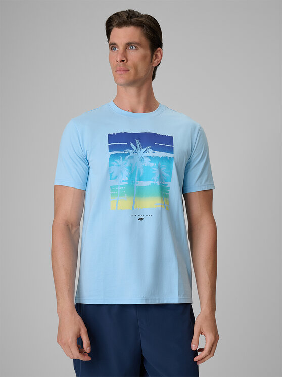 4F 4F T-Shirt CATCH THE WAVE Niebieski jasny Regular Fit
