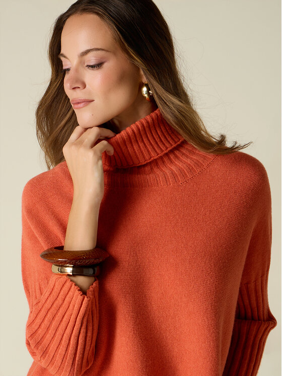 Oltre Oltre Sweter M155E002164N017 Pomarańczowy Boxy Fit