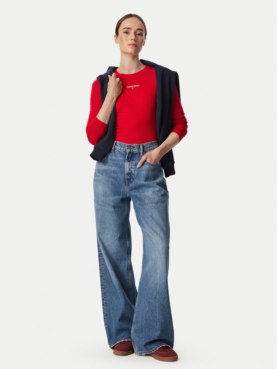 Tommy Jeans Tommy Jeans Bluse Classic Logo DW0DW23248 Rot Slim Fit