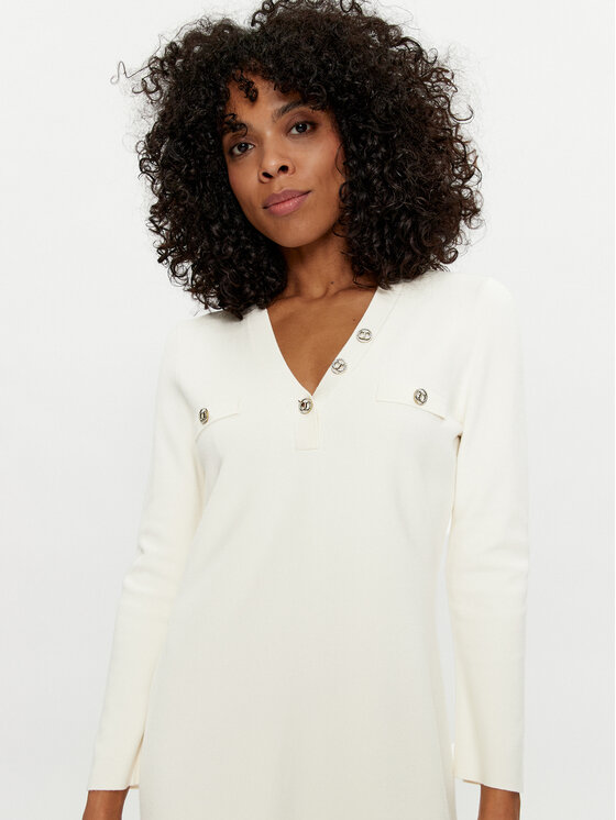 TWINSET TWINSET Sukienka dzianinowa 241TP3094 Écru Regular Fit