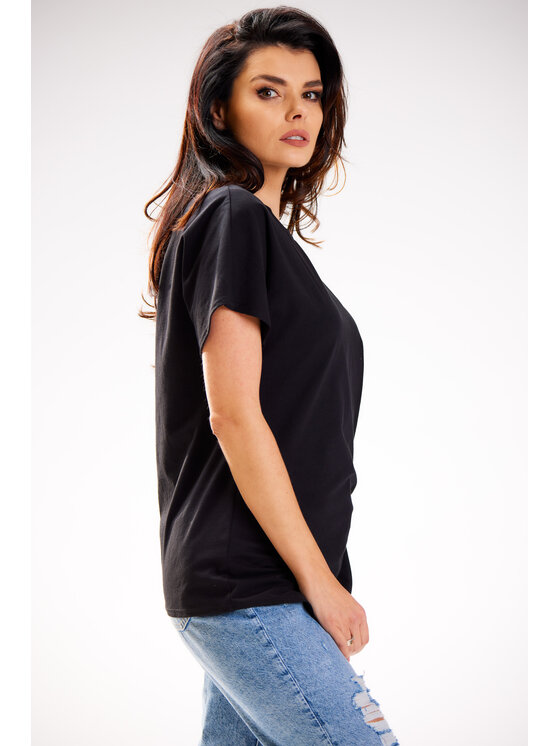 Infinite You Infinite You Bluzka M268 Czarny Basic Fit