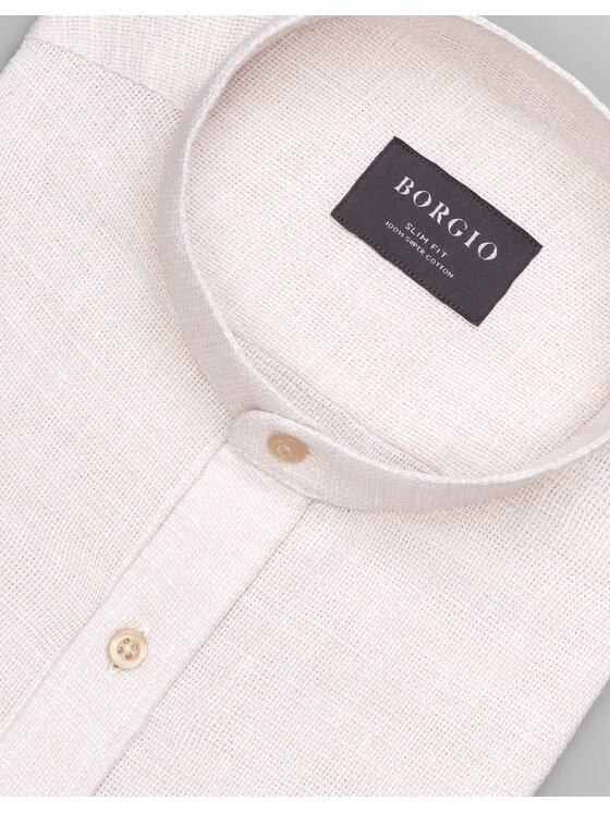 Borgio Borgio Koszula limido_00558 Beżowy Slim Fit