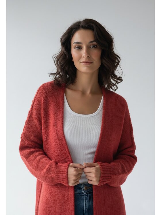 FIGL FIGL Kardigan M1264 Červená Regular Fit