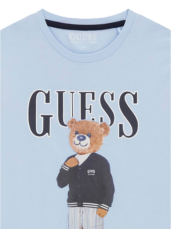 Guess Guess Majica L6GI09 K8HM4 Svetlo modra Regular Fit