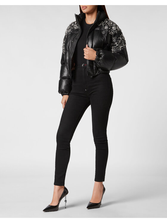 PHILIPP PLEIN PHILIPP PLEIN Kurtka skórzana 9097 Czarny Regular Fit