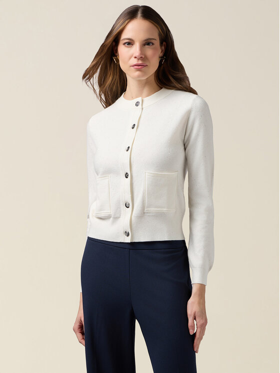 Oltre Oltre Sweter M521J005293N011 Biały Slim Fit