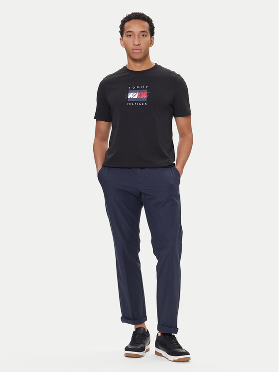 Tommy Hilfiger Tommy Hilfiger T-Shirt Linear Flag MW0MW41338 Czarny Regular Fit