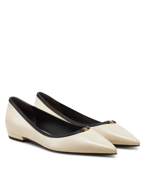 Tory Burch Tory Burch Ballerine Double T Buckle Pointed 155739 Beige