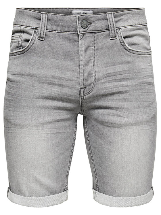 Only & Sons Only & Sons Szorty jeansowe Ply 22018583 Szary Regular Fit