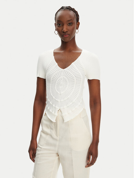 PINKO Sveter Falterona Maglia 104625 A2E6 Biela Regular Fit