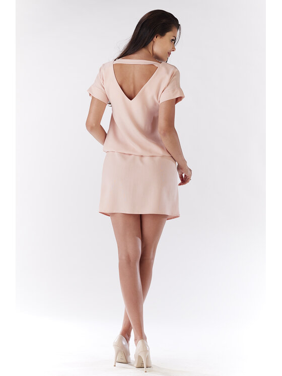 Awama Awama Sukienka letnia A178 Różowy Basic Fit