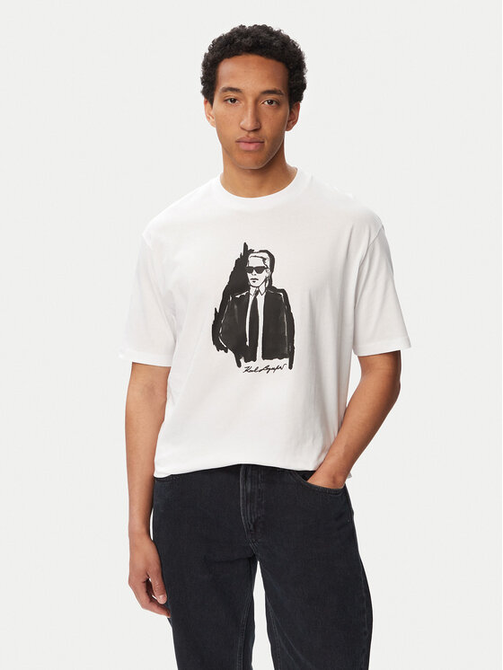 KARL LAGERFELD Tricou 755143 563225 Alb Regular Fit