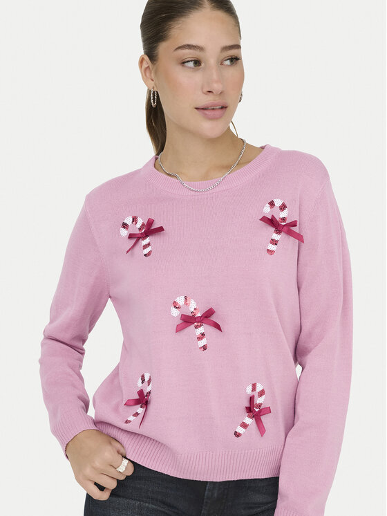 ONLY ONLY Sweter Xmas Shine 15355004 Różowy Regular Fit