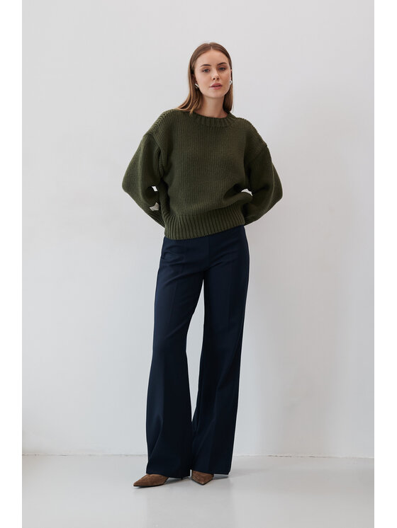 Fobya Fobya Sweter F2057 Zielony Basic Fit