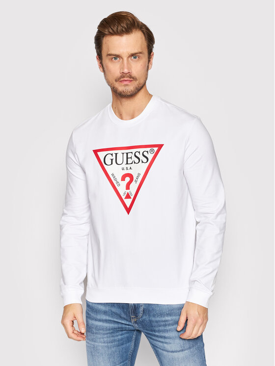 Guess Guess Džemperis ar kapuci Audley M2YQ37 K6ZS1 Balts Slim Fit