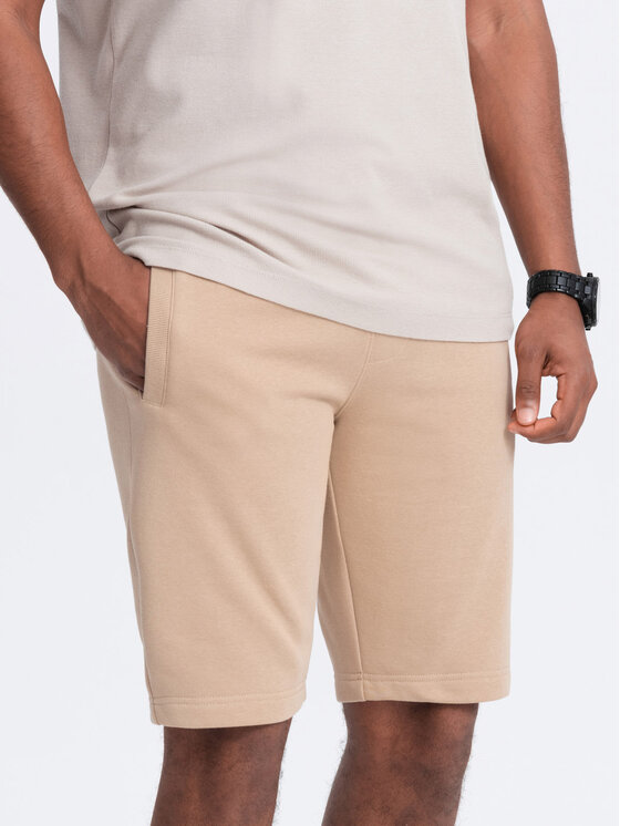 Ombre Ombre Šortky z materiálu OM-SRBS-0149 Béžová Regular Fit