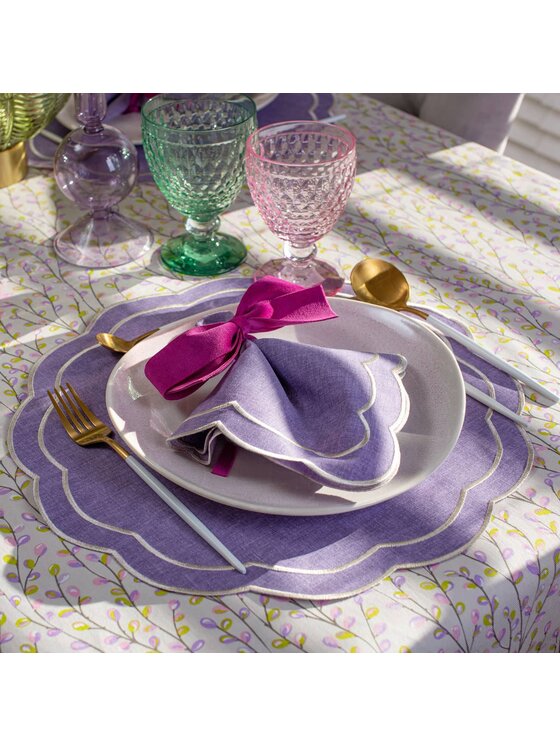 Roseberry Home Roseberry Home Podkładka na stół haftowana Purple Petali Fioletowy