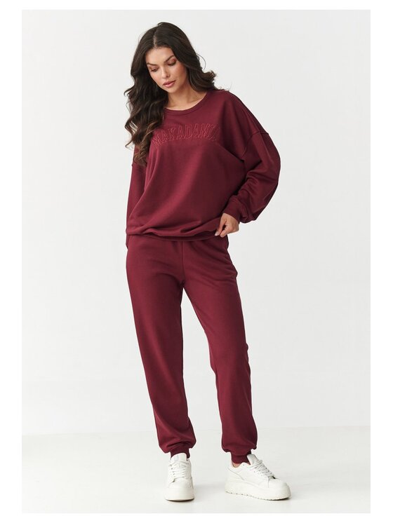 Makadamia Makadamia Dres M889 Bordowy Relaxed Fit