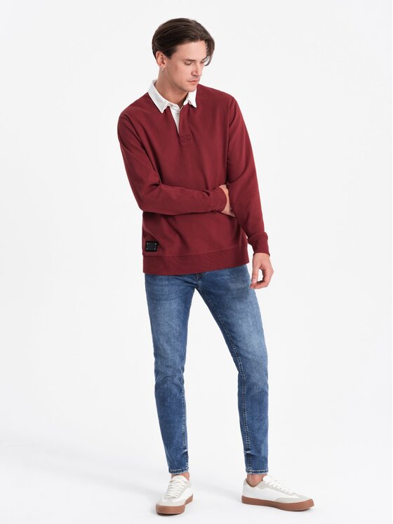 Ombre Ombre Mikina OM-SSNZ-0132 Bordó Large Fit