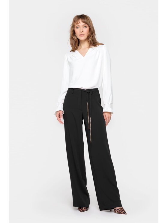 EMOI EMOI Spodnie materiałowe czarne wizytowe Czarny Feminine Fit