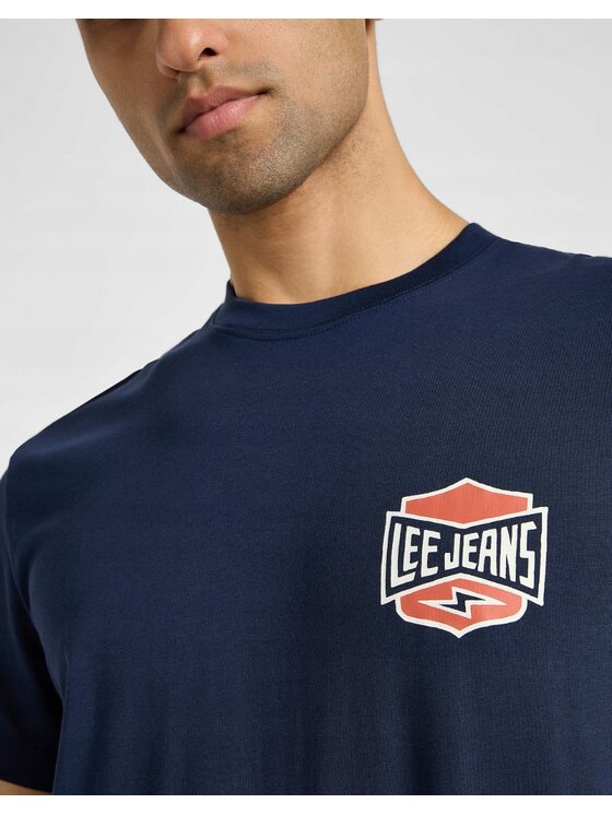 Lee Lee T-Shirt Relaxed Tee Niebieski Relaxed Fit