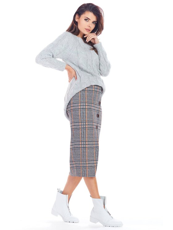 Awama Awama Spódnica A363 Granatowy Basic Fit