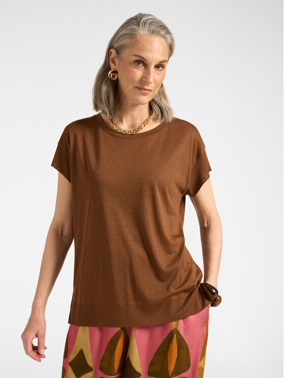 Elena Mirò Elena Mirò T-Shirt G089Z000784N022 Brązowy Regular Fit