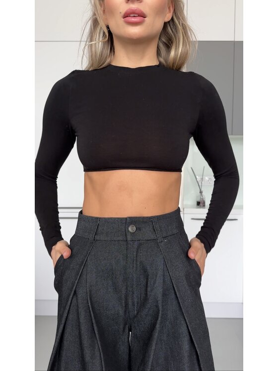 Hottie Hot Hottie Hot Pantaloni da donna PLEASE denim Nero Oversize