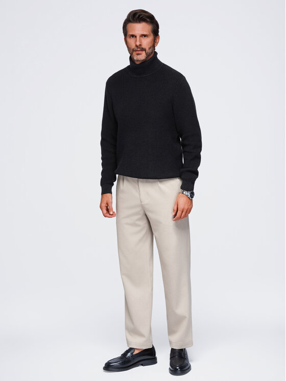 Ombre Ombre Sweter OM-SWTN-0189 Czarny Regular Fit