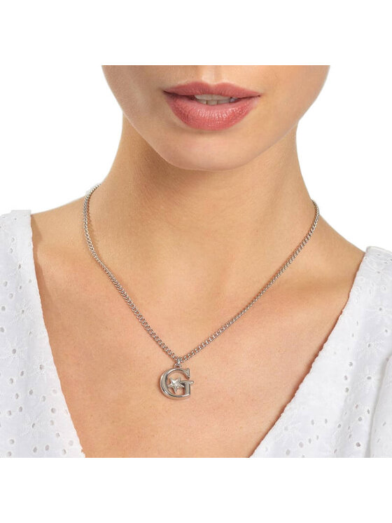 Guess Guess Naszyjnik UBN70068 Srebrny