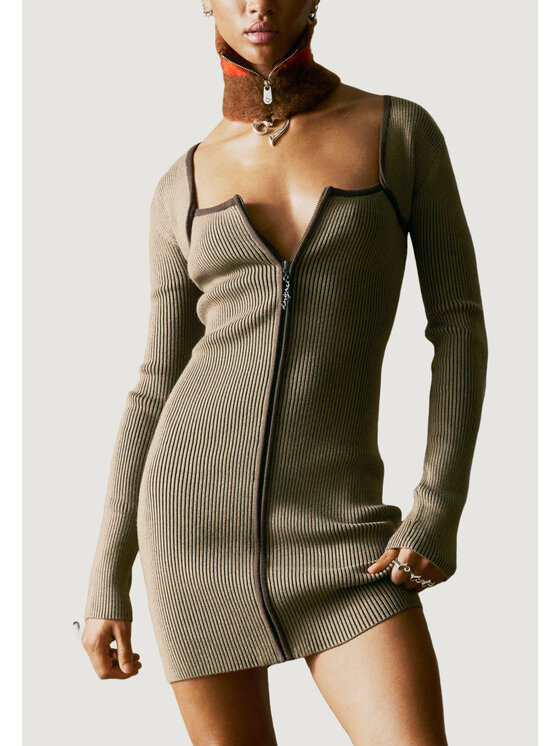 Desigual Desigual Φόρεμα καθημερινό REPRIS_VEST_KIRKWALL Καφέ Modern Fit