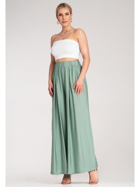 FIGL FIGL Spodnie damskie M1158 Zielony Regular Fit