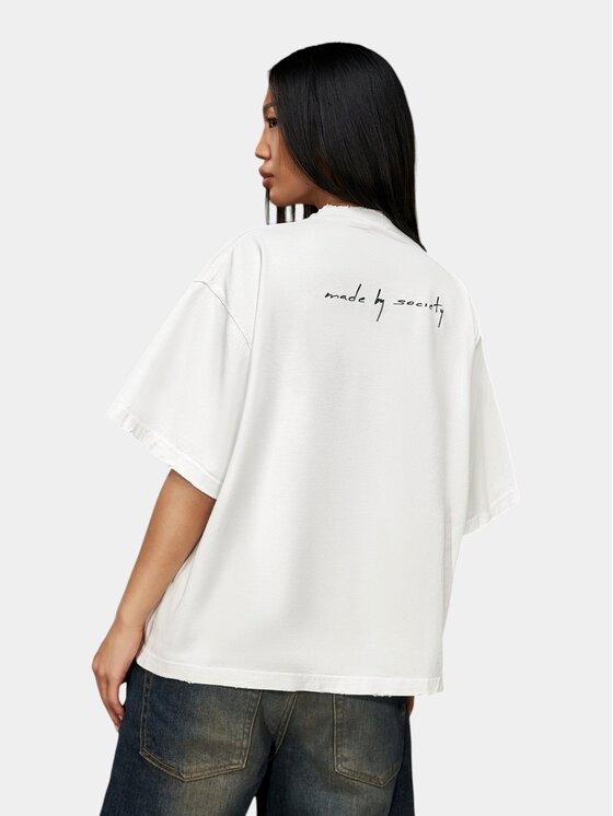 MADE BY SOCIETY MADE BY SOCIETY T-Shirt Tricou SILENT VOLUME - T27160 Biały Basic Fit