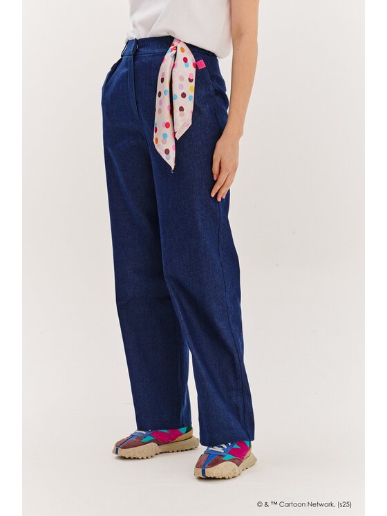 NAOKO NAOKO Jeansy Powerpuff Girls Tmavomodrá Regular Fit